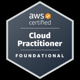 Badge da Certificação AWS Certified Cloud Practictioner
